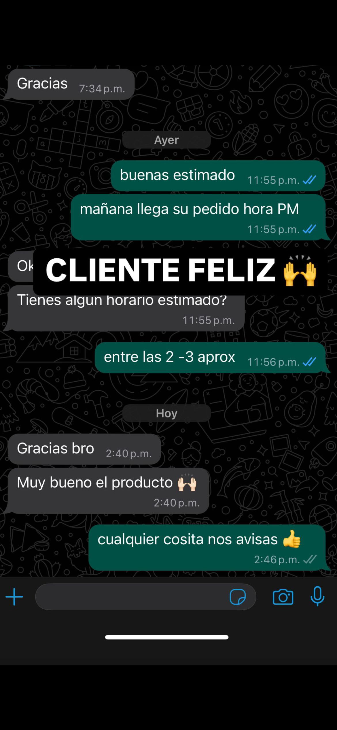 Foto de cliente feliz